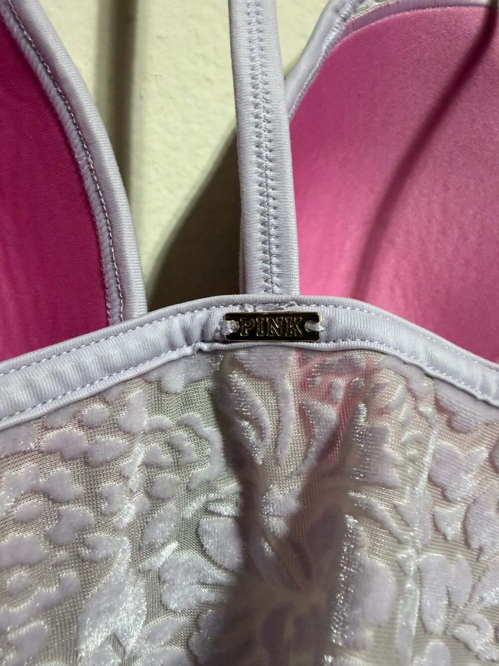 Victoria's Secret PINK Lavender Floral Velvet Lace Bralette - Picture 3 of 3